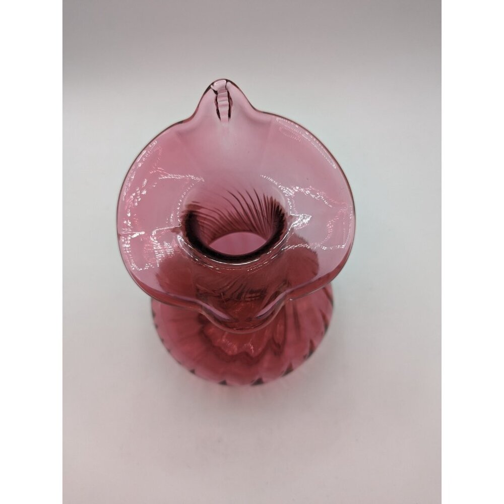 Vintage Glass Cranberry Jack In The Pulpit Vase 8 1/4” Tall Pink - Picture 8 of 12